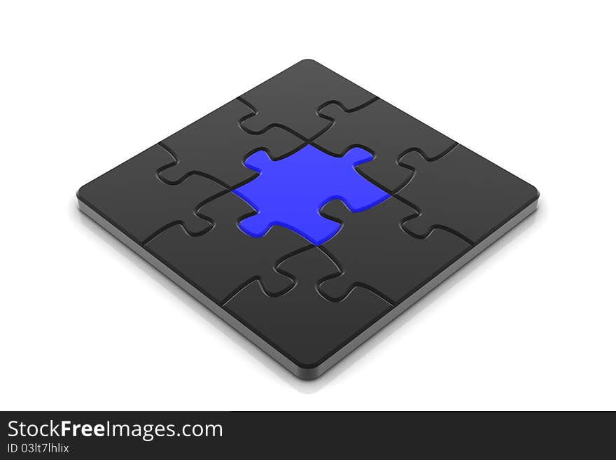 Puzzle. White background, 3d render