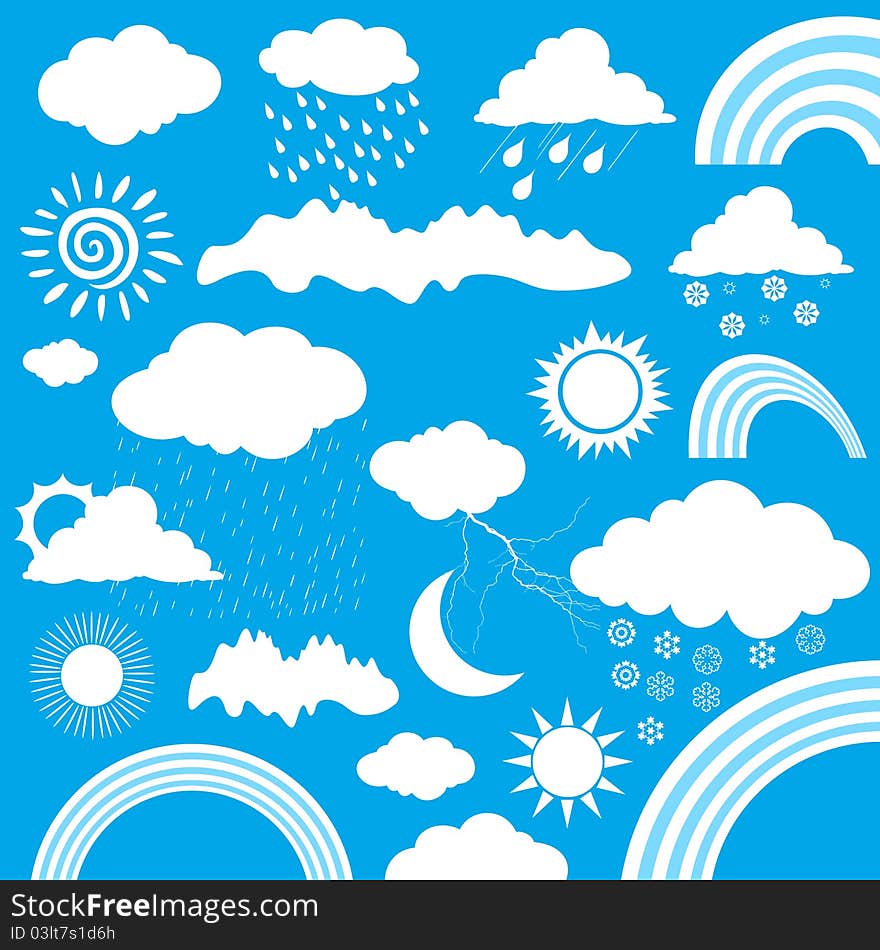 Collection on a theme of clouds and weather. A illustration. Collection on a theme of clouds and weather. A illustration