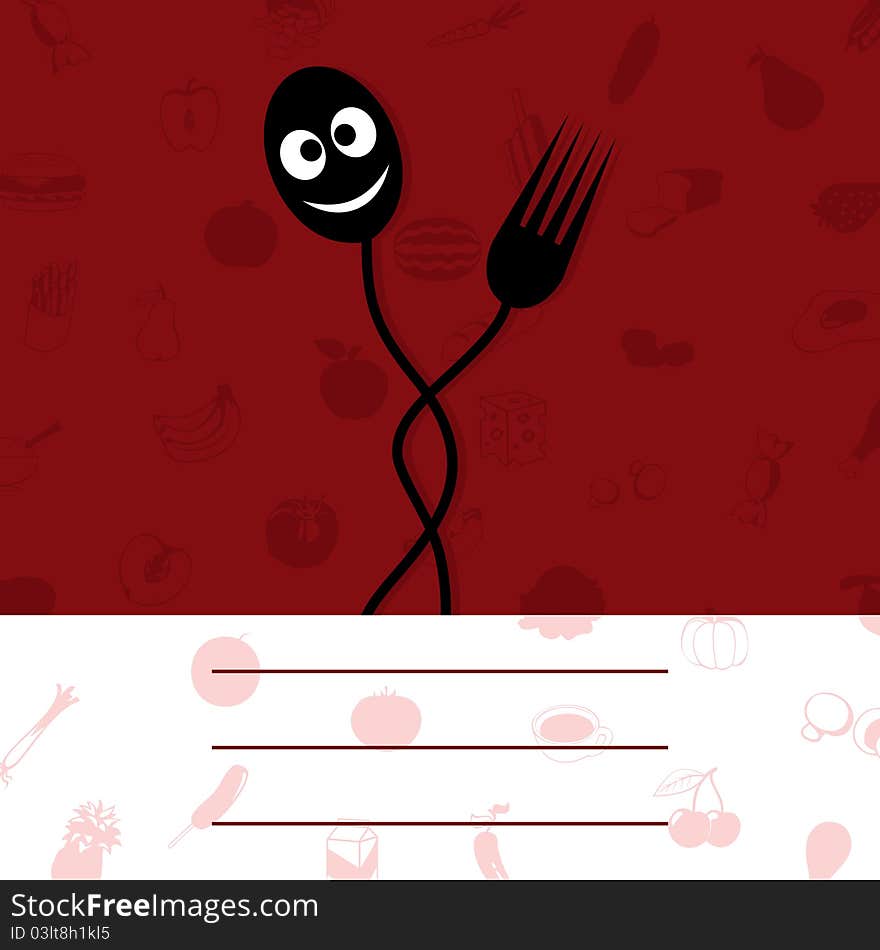 Plug and spoon on a red background. A illustration