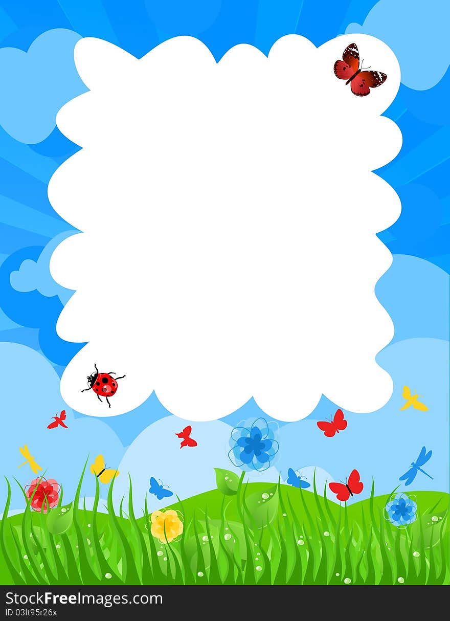 Grass on a meadow and the blue sky. A illustration. Grass on a meadow and the blue sky. A illustration