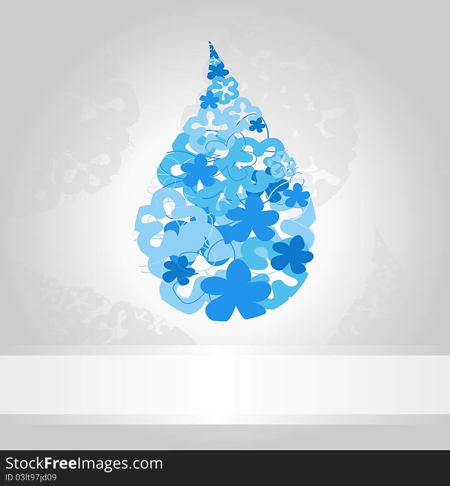 Blue drop of water on a white background. A illustration. Blue drop of water on a white background. A illustration