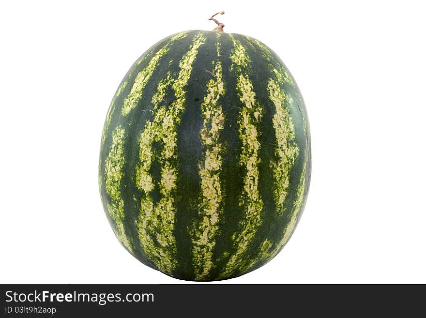 Nice round watermelon isolated on white. Clipping path included