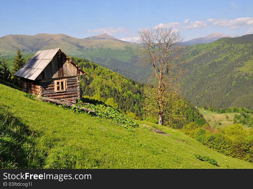 Small house on a hillside