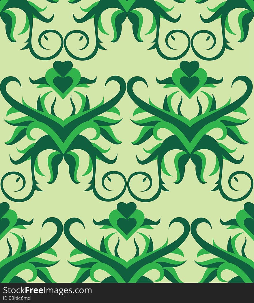 Green floral seamless background pattern