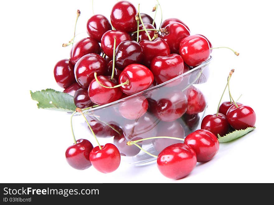 Bowl of Cherry fruits on a white background