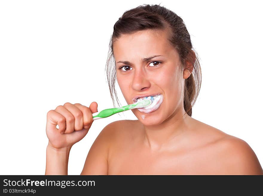 Beautiful Girl Brushing her Teeth