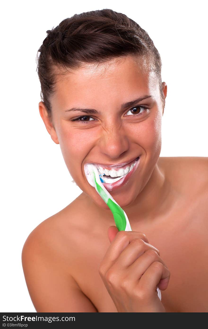 Girl Brushing Her Teeth