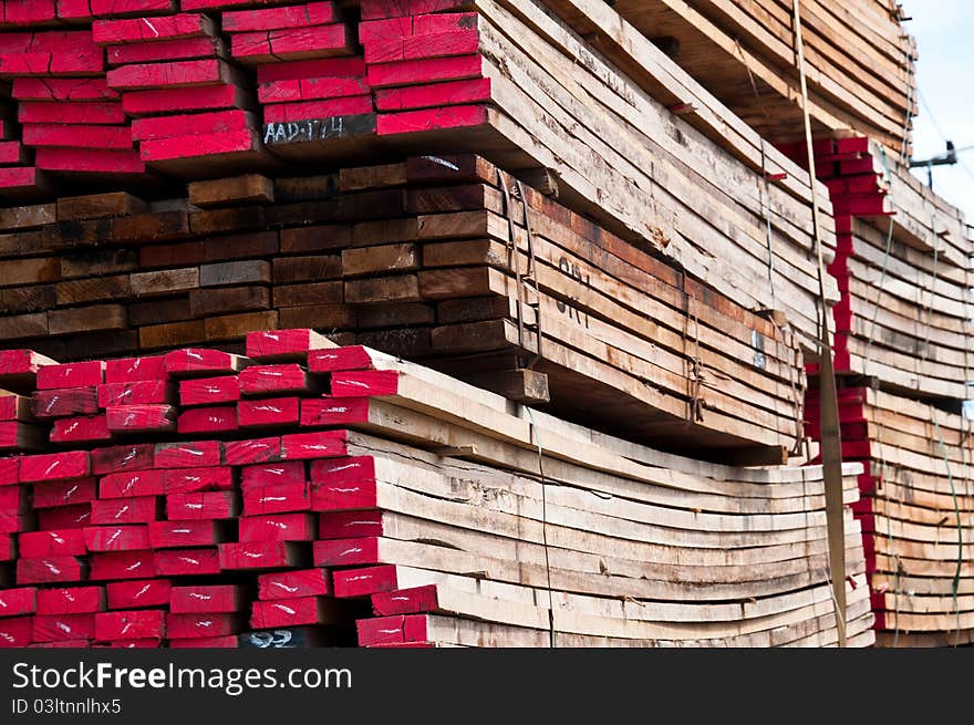 Stack wood store in cargo. Stack wood store in cargo