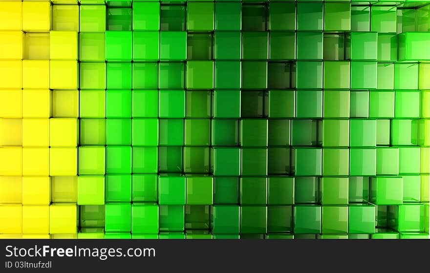 3D Cube World Green Background