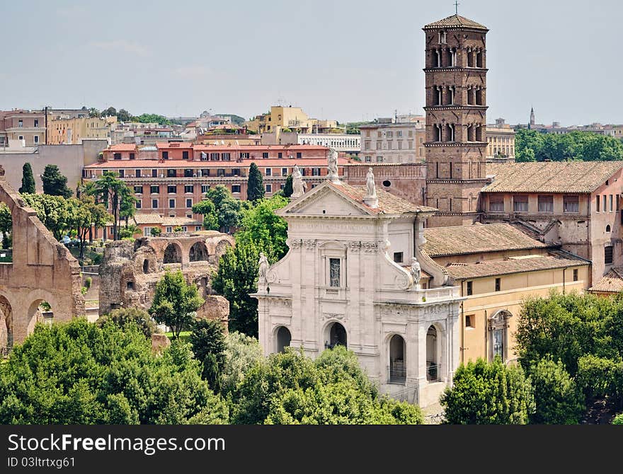 Old edifices in the ancient part of Rome. Old edifices in the ancient part of Rome