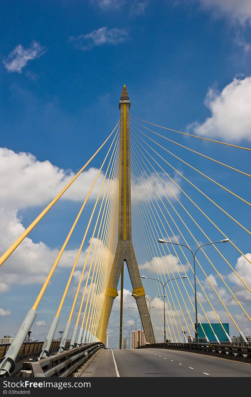 Modern bridge across the Chaopraya river Bangkok Thailand