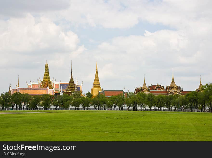 Top part of grand palace at royal plaza Bangkok Thailand