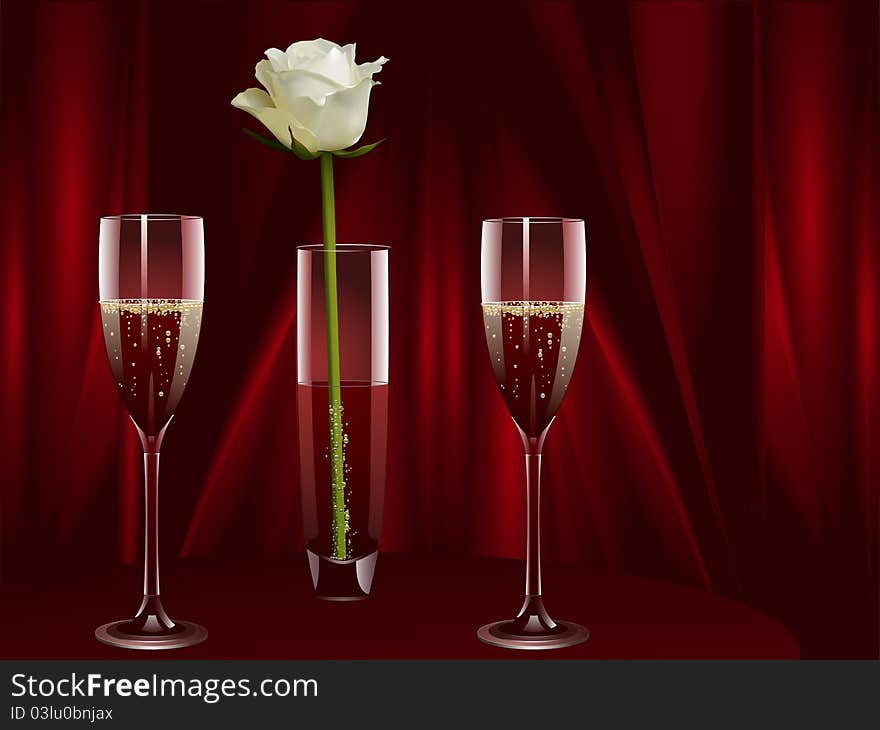 Champagne and white rose landscape