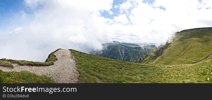 Panorama background in Carpathians.