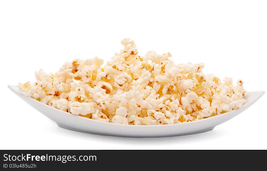 Popcorn on a white background