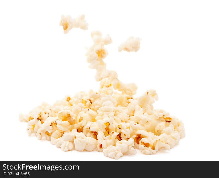 Popcorn on a white background