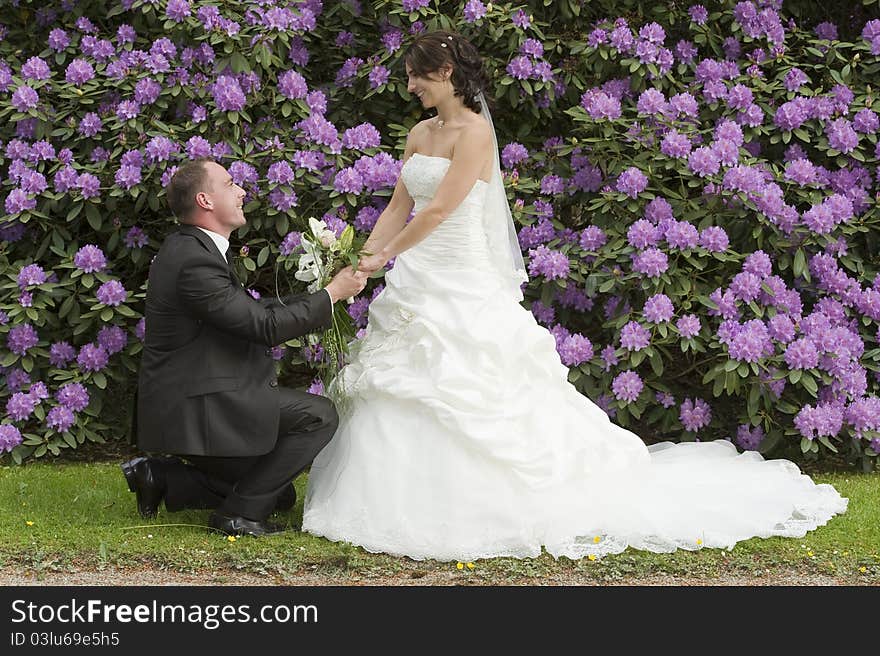 A couple after the wedding ceremony