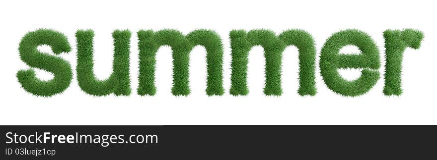 Render of the text summer covered in grass. Render of the text summer covered in grass