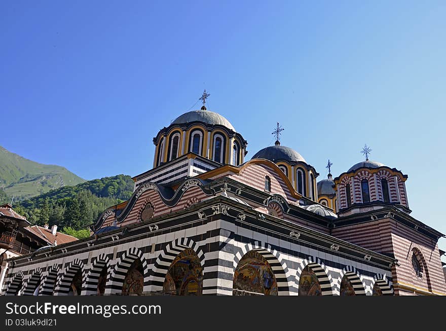 Top detail of Rila church near Sofia in Bulgaria. Top detail of Rila church near Sofia in Bulgaria