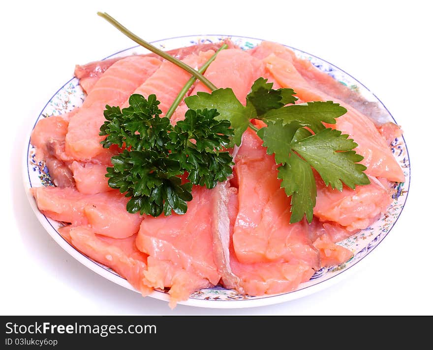 Color photo of salted fish on a plate