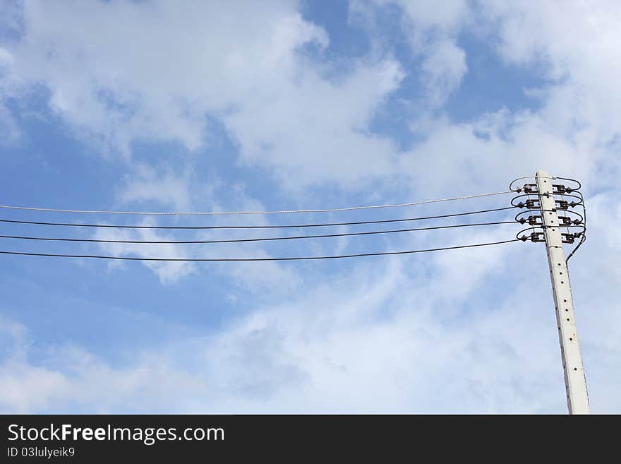 Electric line power in the morning light