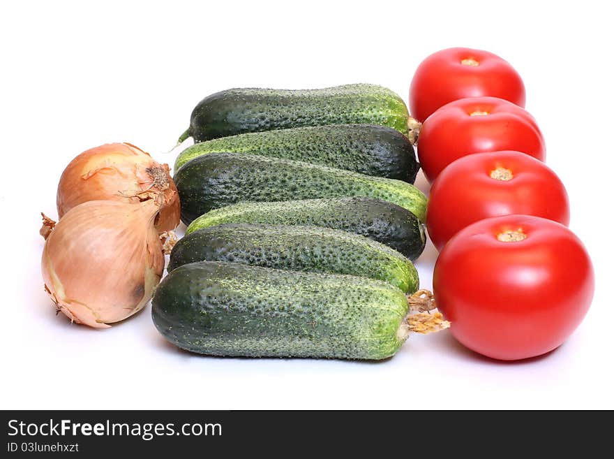 Color photo of vegetables on white background