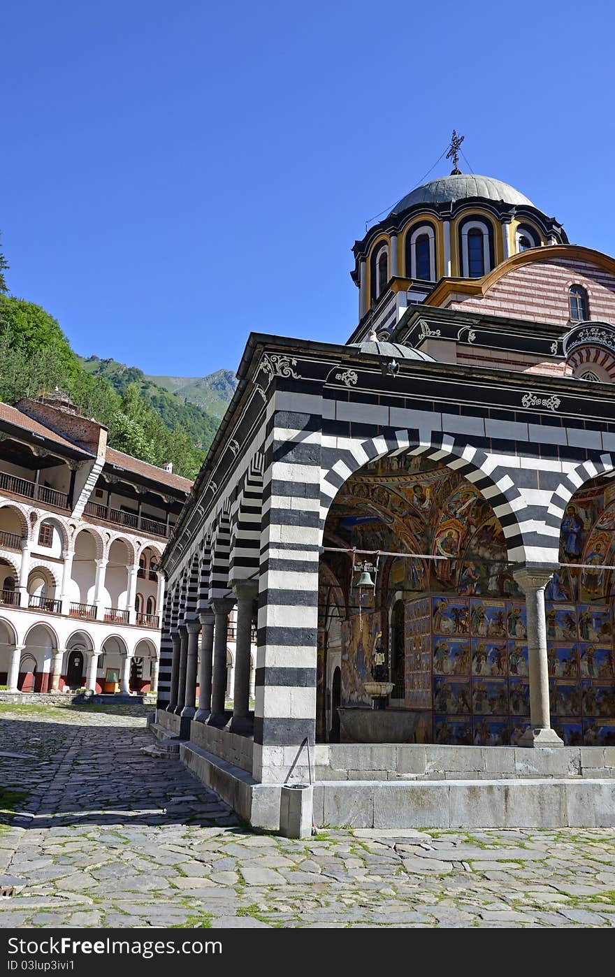 Facade of Rilski monastery near Sofia in Bulgaria. Facade of Rilski monastery near Sofia in Bulgaria