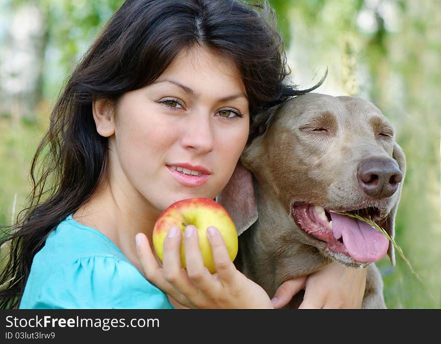 Young woman and dog