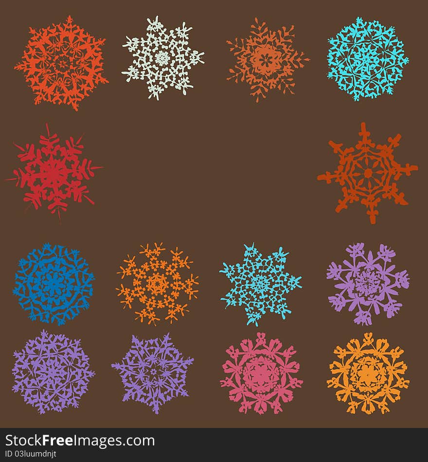 Cute Retro Snowflakes. EPS 8