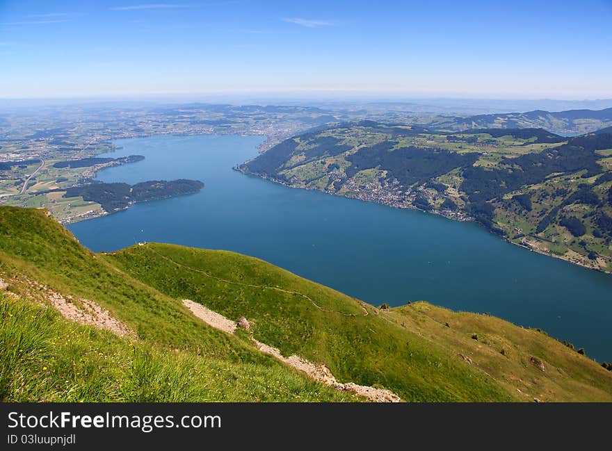 View from the top of the Rigi mountain. View from the top of the Rigi mountain