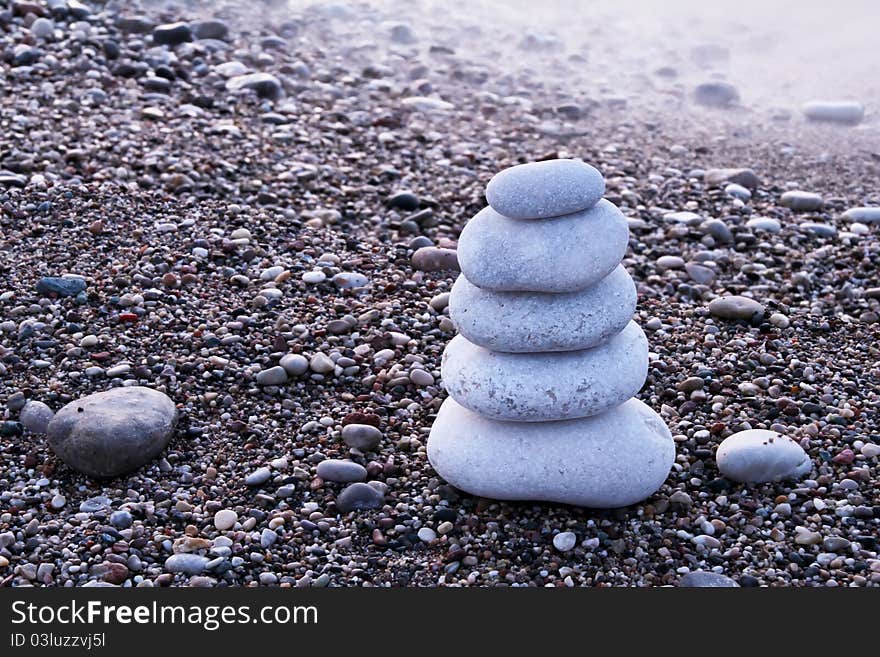 Stone pyramid at the daybreak