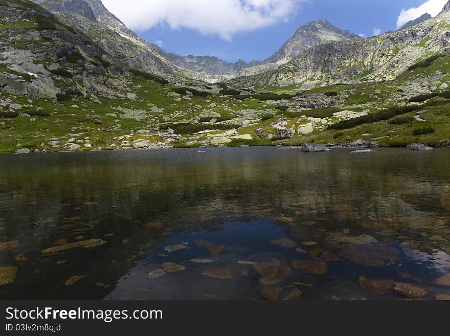 Mountain lake in the High Tatras National Park, Slovakia.