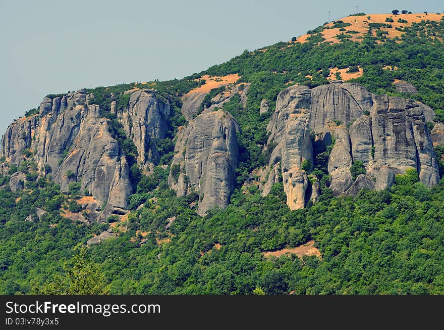 Meteora mountains in center of Greece. Meteora mountains in center of Greece