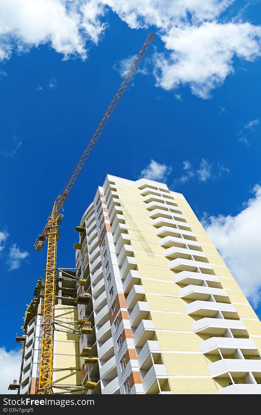 New houses with a blue sky