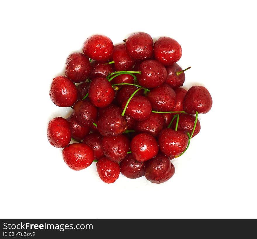 Bowl of Cherry fruits on a white background