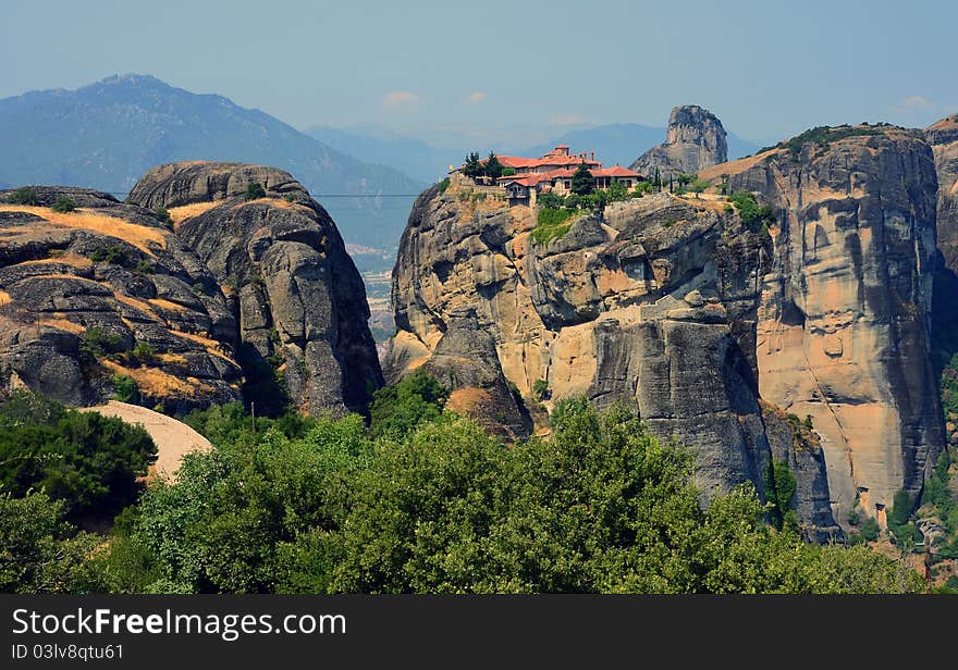 Monasteries on top Meteora rocks. Monasteries on top Meteora rocks