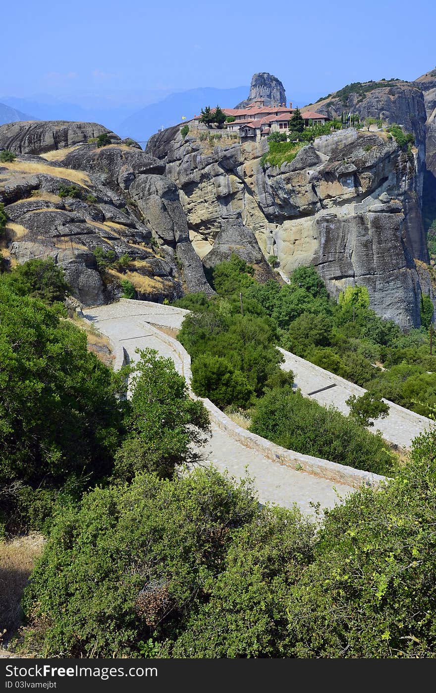 Monasteries on top Meteora rocks. Monasteries on top Meteora rocks