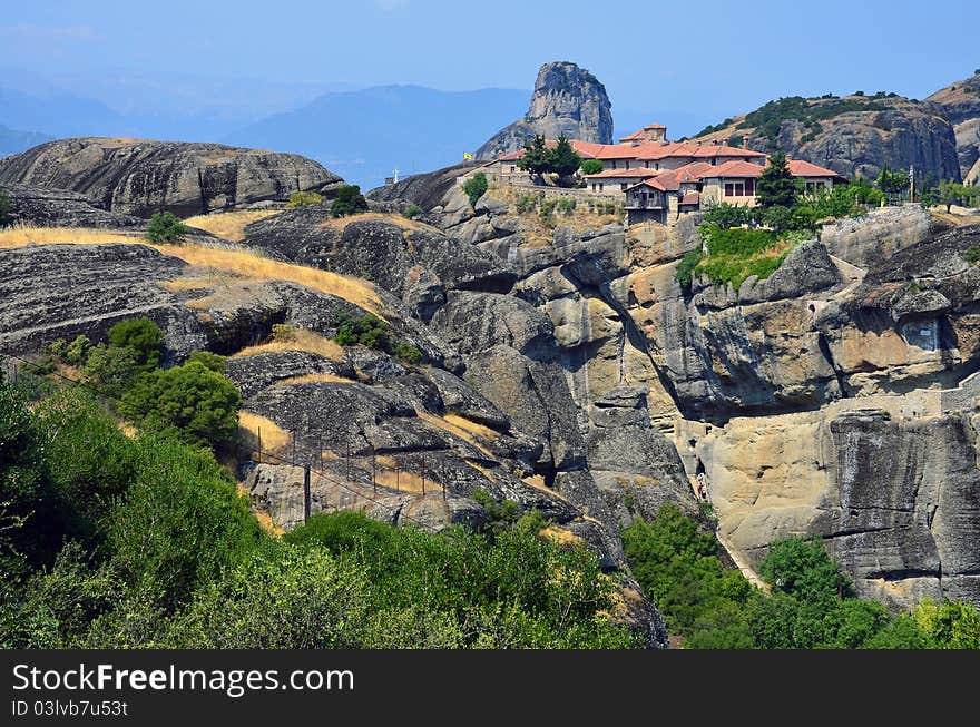 Monasteries on top Meteora rocks. Monasteries on top Meteora rocks