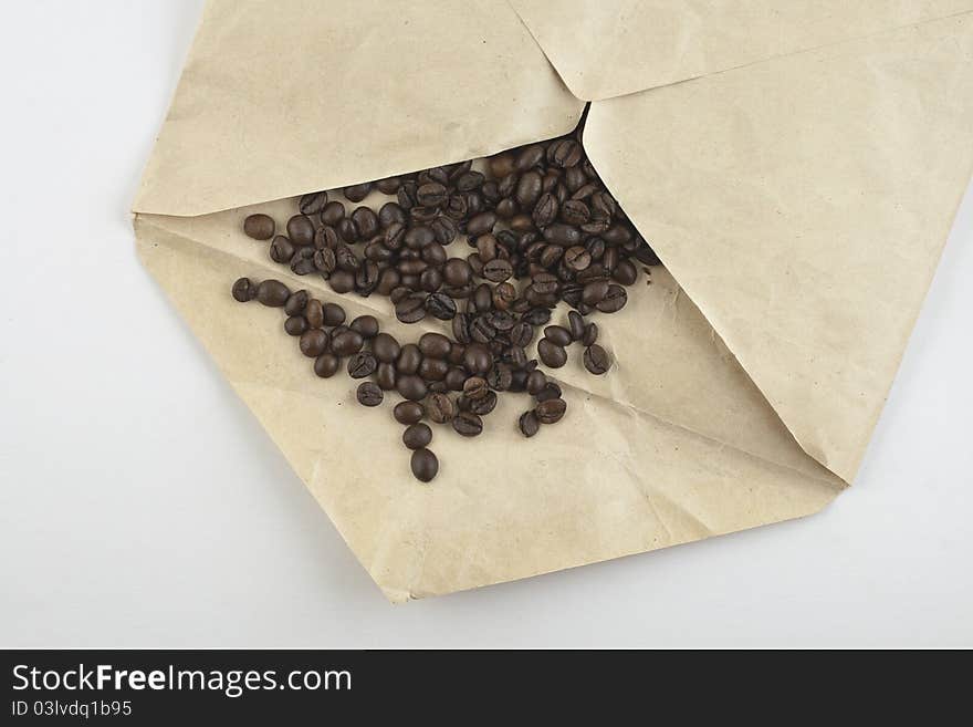 Coffee beans in envelope