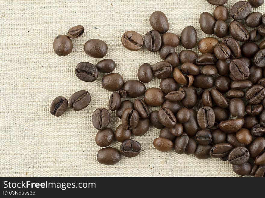 Coffee beans on coffee bag