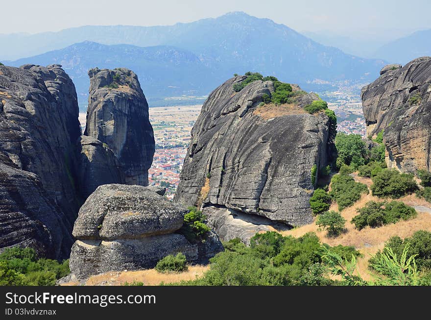 Huge Meteora rocks in Greece