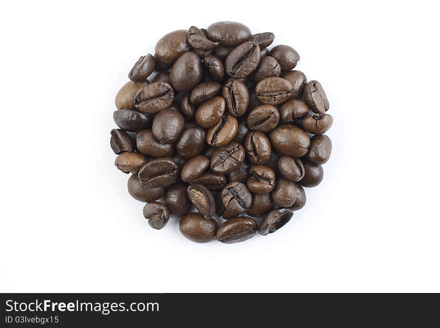 Coffee beans circle on white background