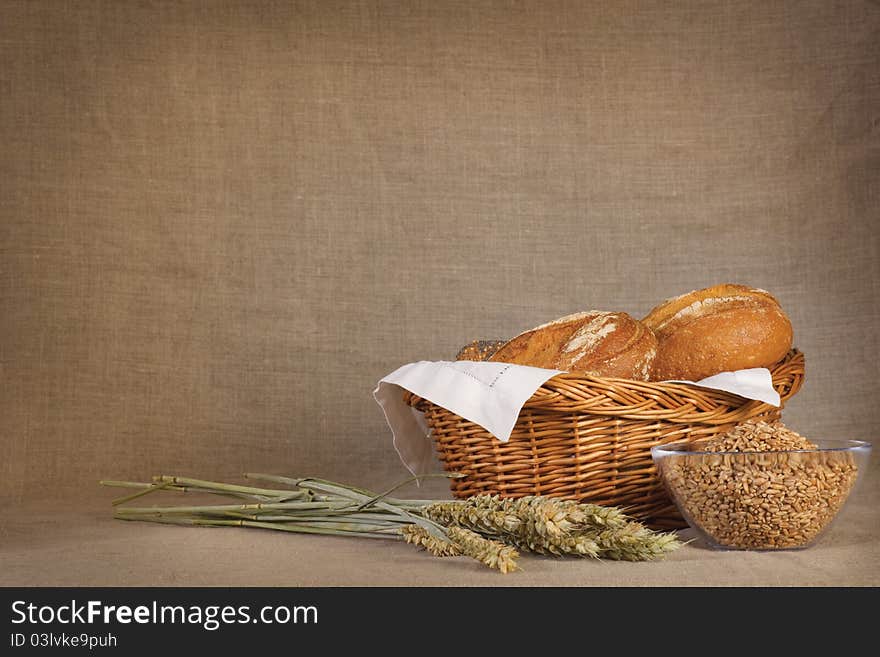 Bread still-life with copy space