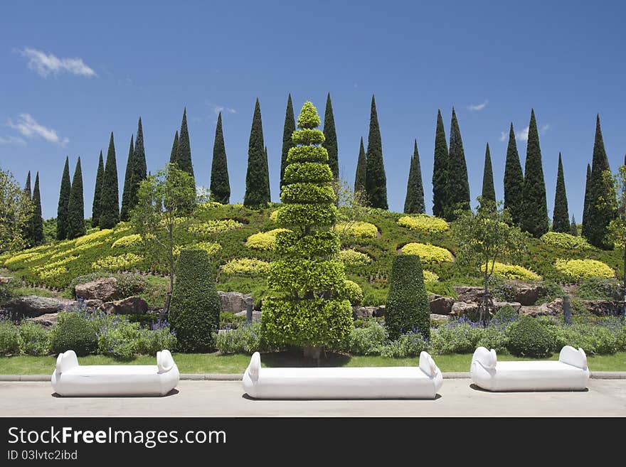 Beautiful asian Formal garden in Chiangmai .