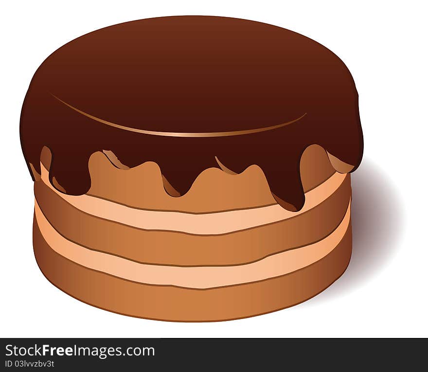 Chocolate pie on white background -