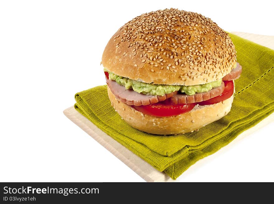 Sandwich with turkey, tomato and avocado