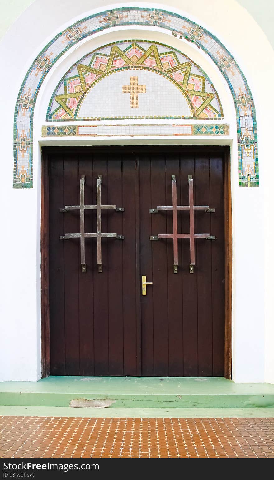 Historic Old San Juan Church Doors and Tile Detail