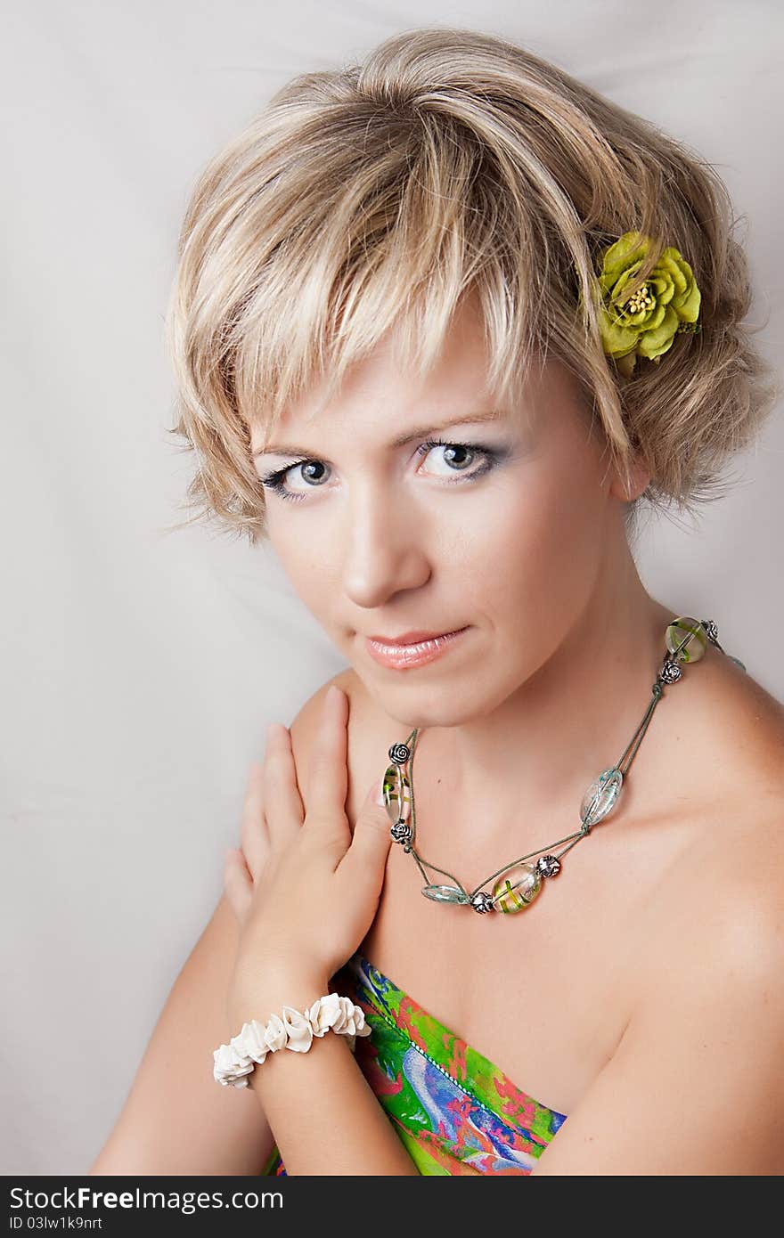 Studio portrait of the fair-haired girl