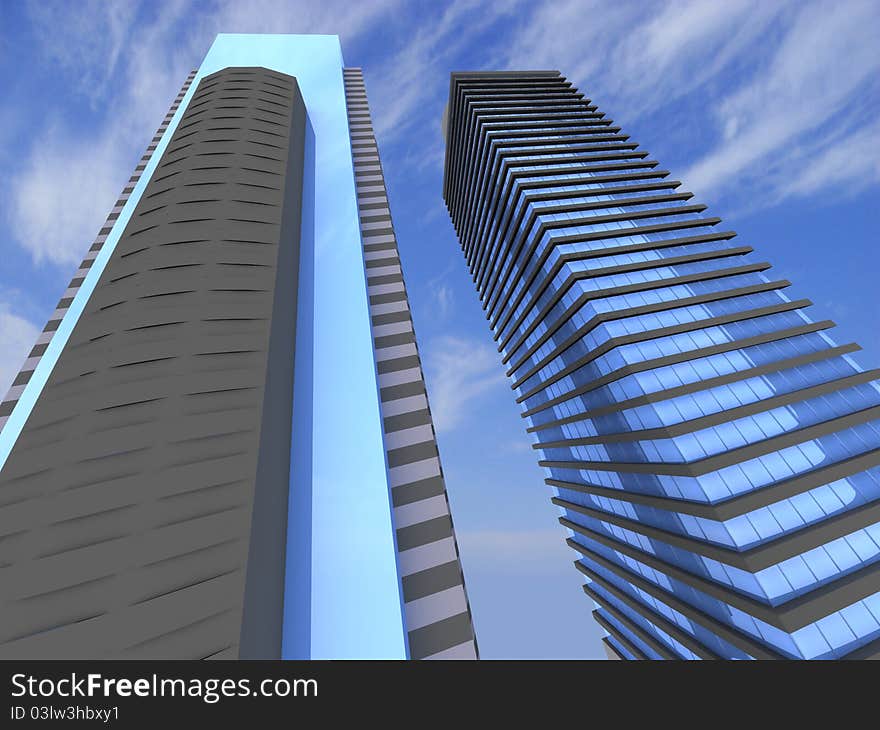 Modern building on a sky background. Modern building on a sky background