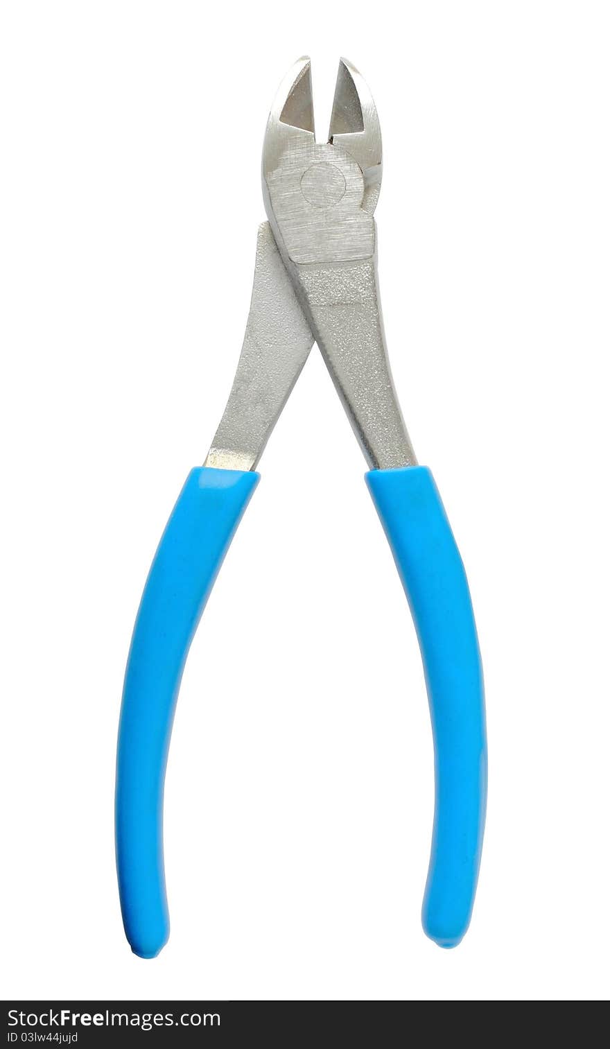 Isolated photo chrome pliers with plastic handles;. Isolated photo chrome pliers with plastic handles;